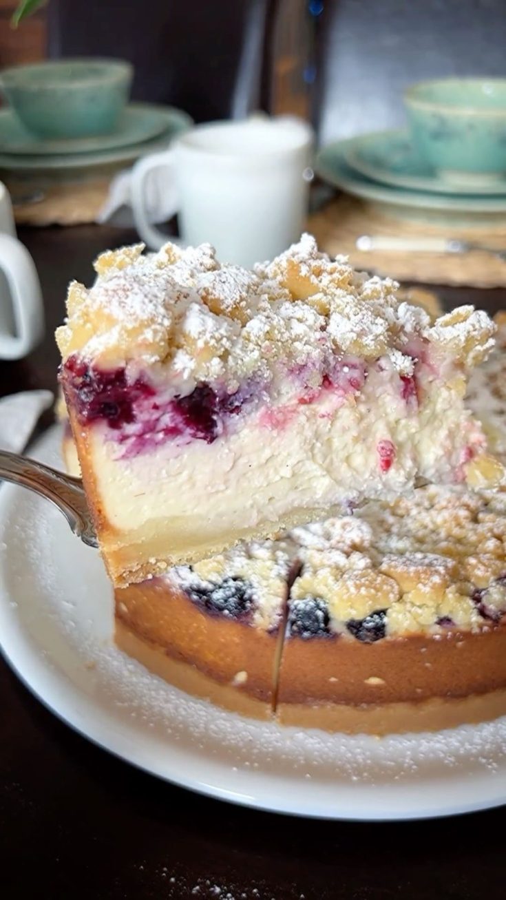 Creamy Berry Crumble Cake