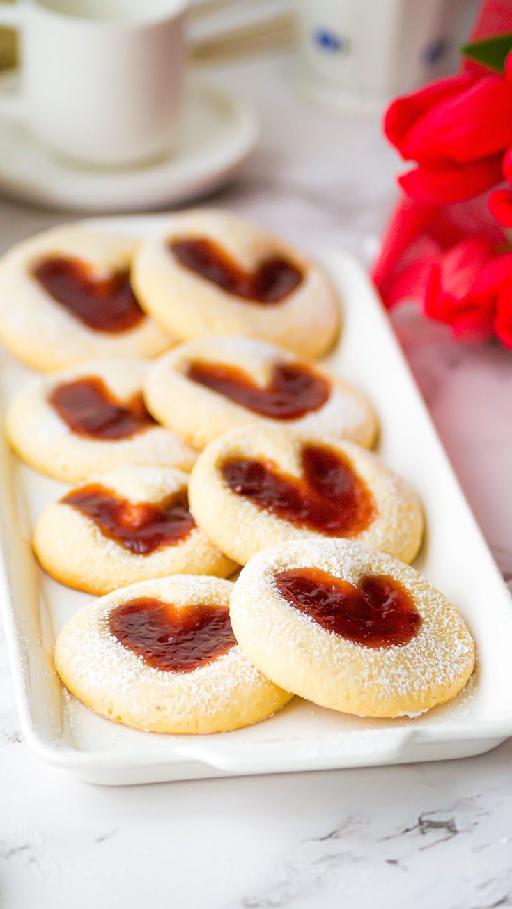 Heart-shaped jam-filled Shortbread Cookies