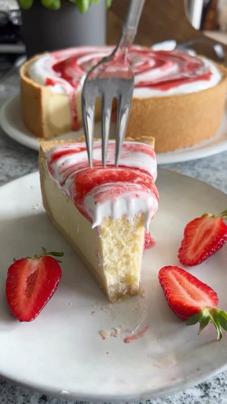 New York Cheesecake with Strawberry Marshmallow Fluff