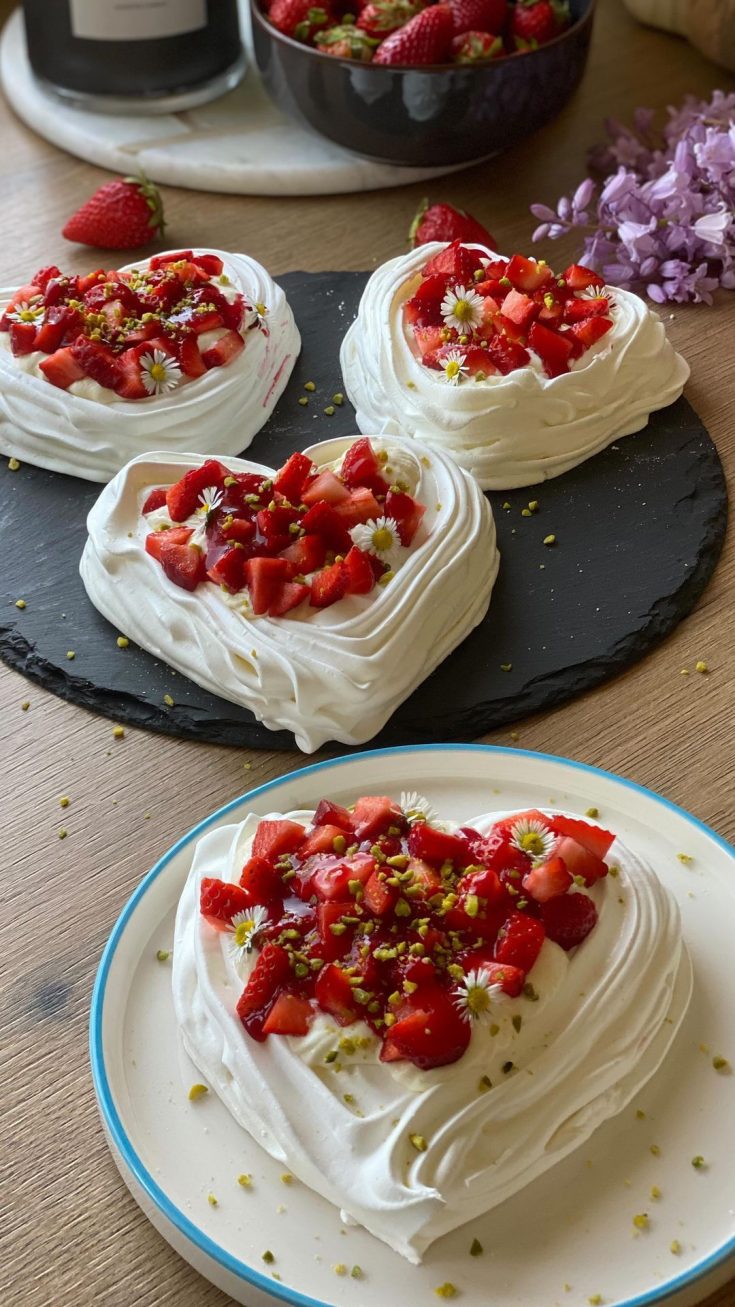 Love-Struck Heart Pavlovas