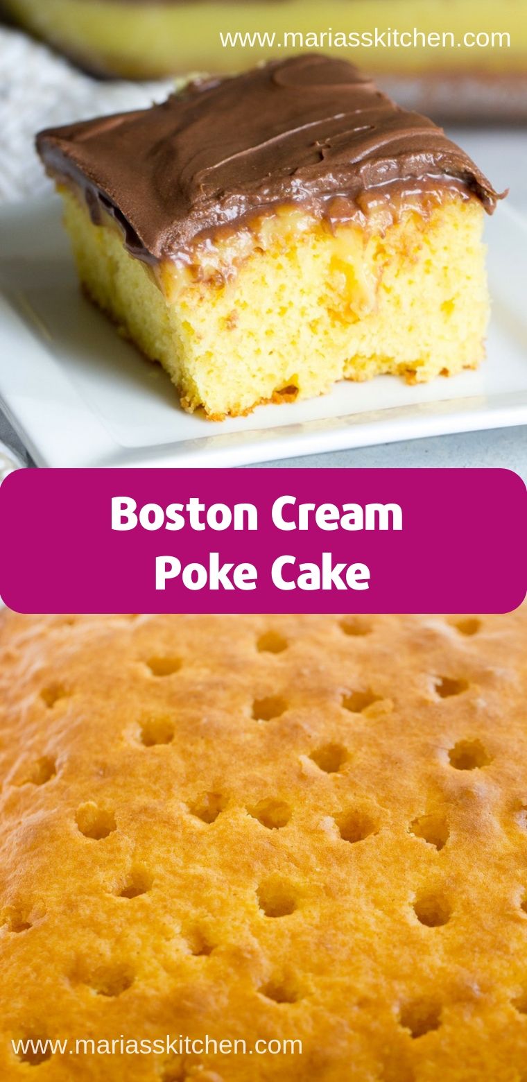 Easy Boston Cream Poke Cake Recipe - Maria's Kitchen