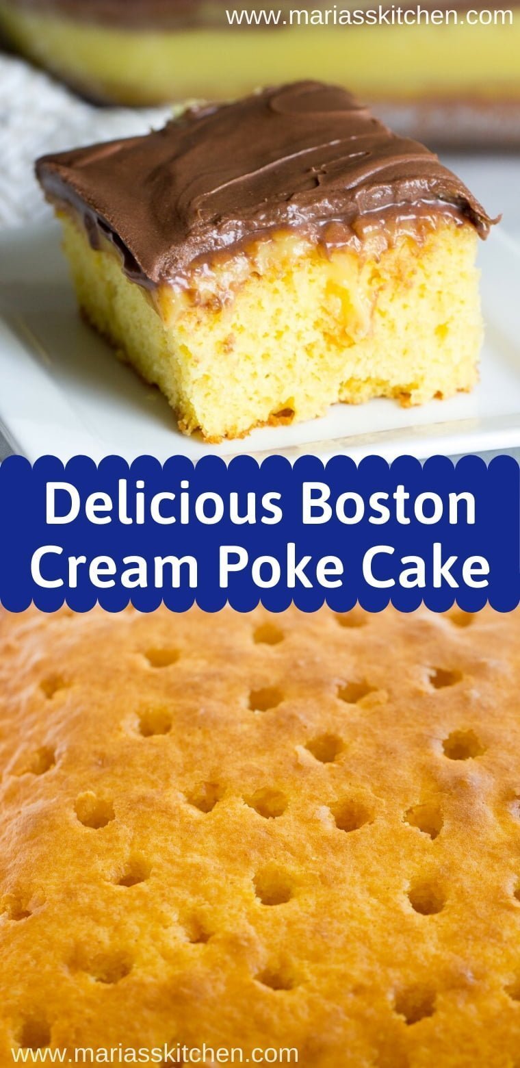 Easy Boston Cream Poke Cake Recipe - Maria's Kitchen