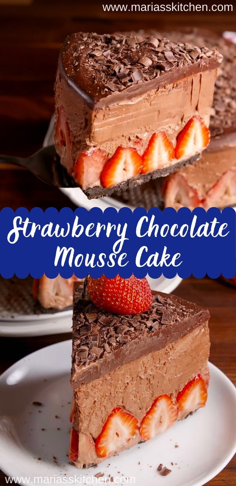 Easy Strawberry Chocolate Mousse Cake Recipe - Maria's Kitchen