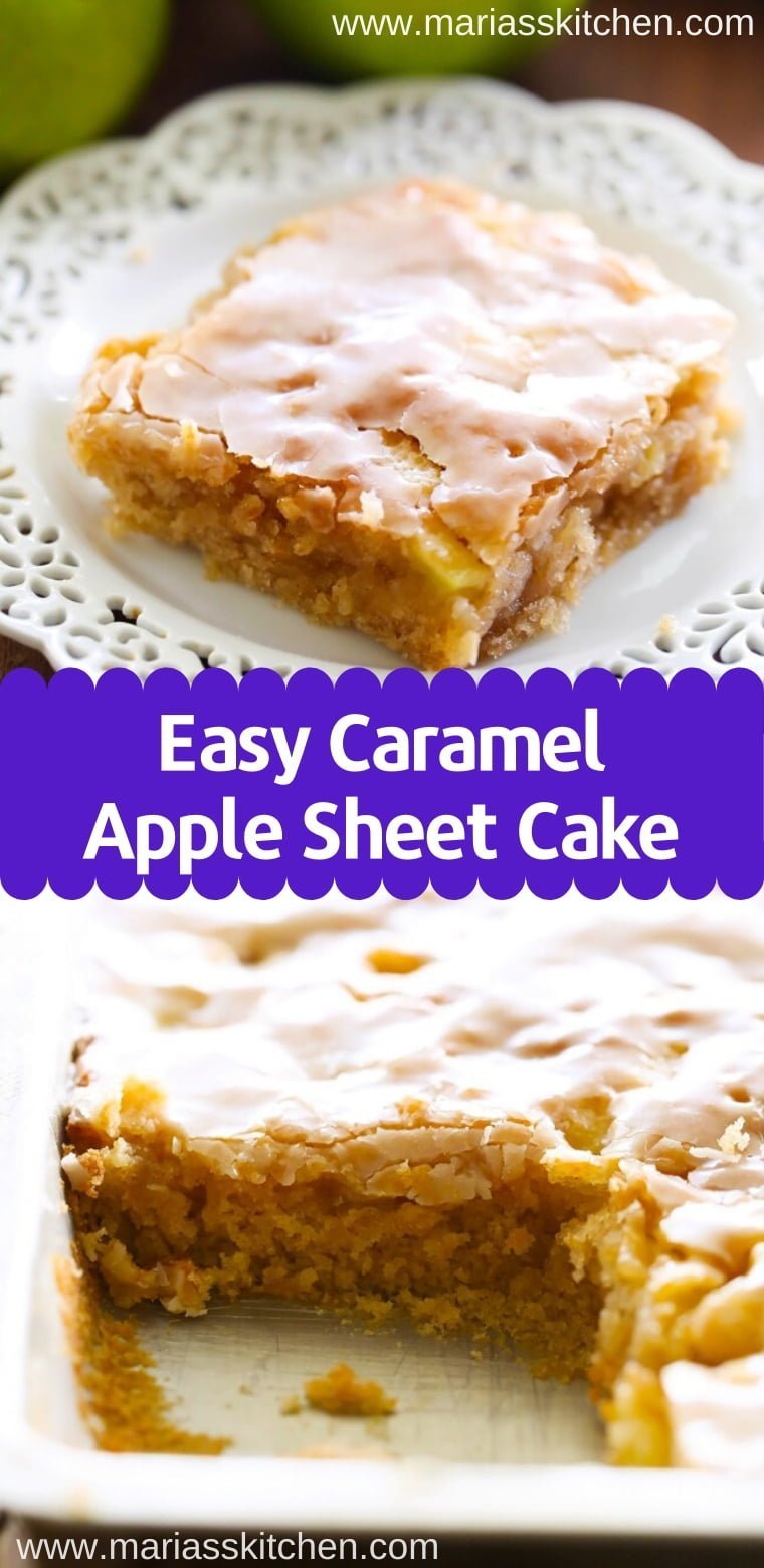 Easy Caramel Apple Sheet Cake Recipe Maria's Kitchen