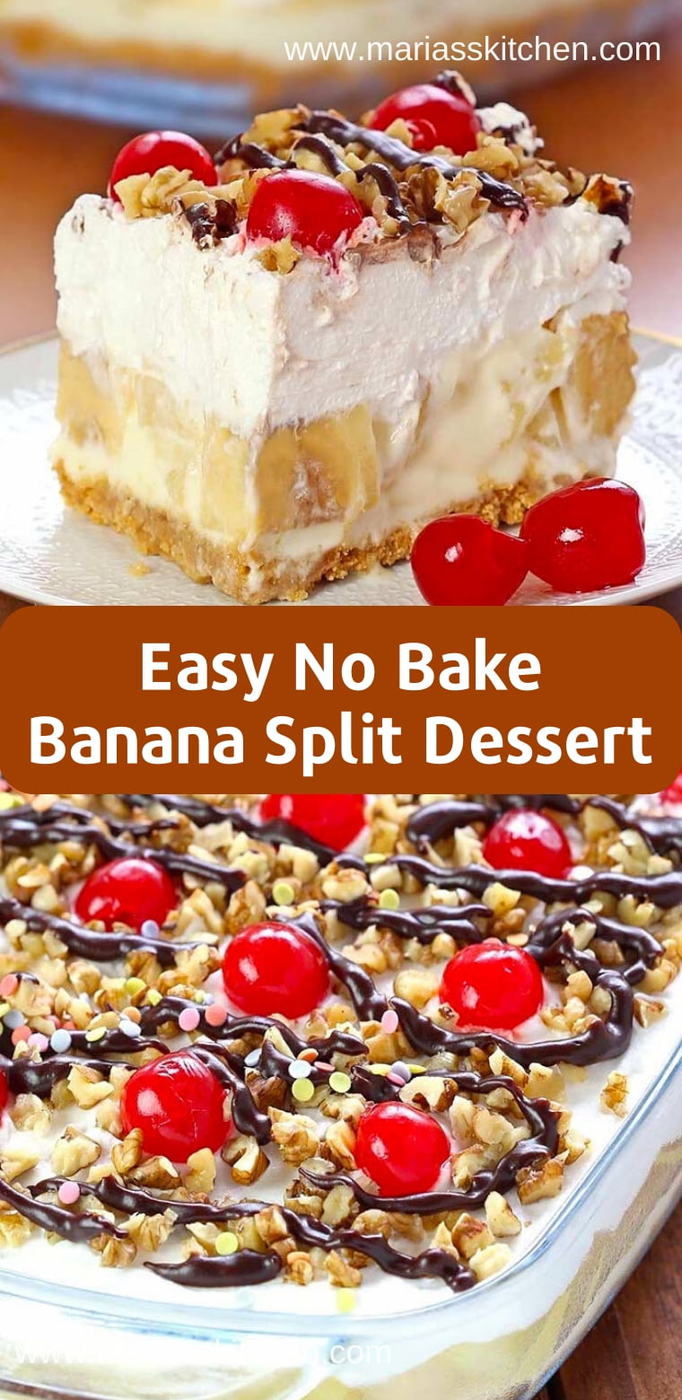 Easy No Bake Banana Split Dessert Marias Kitchen 