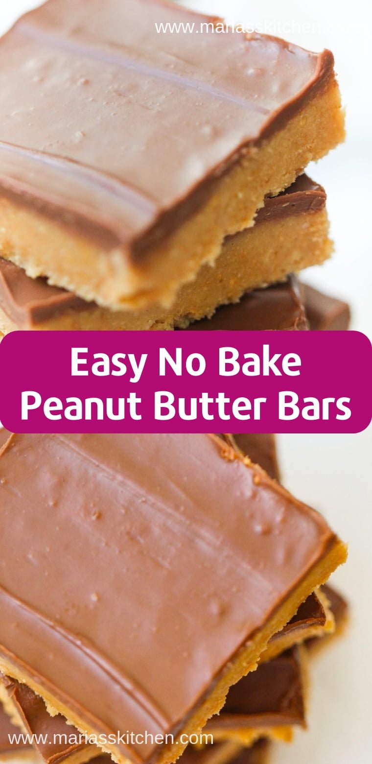 Easy No Bake Peanut Butter Bars Recipe - Maria's Kitchen