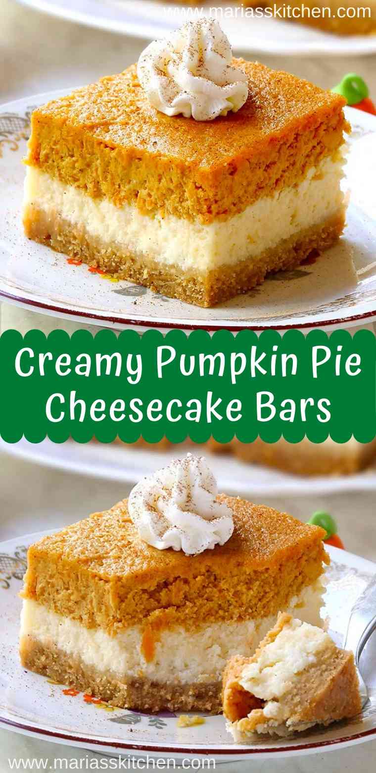 Easy Pumpkin Pie Cheesecake Bars Recipe - Maria's Kitchen