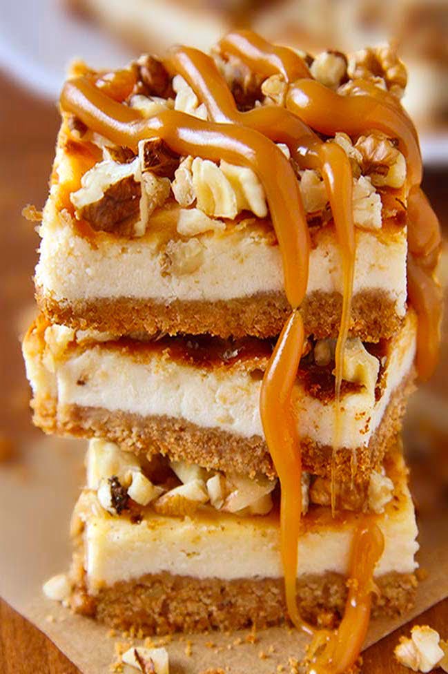 Easy Caramel Pecan Cheesecake Bars Recipe Maria's Kitchen