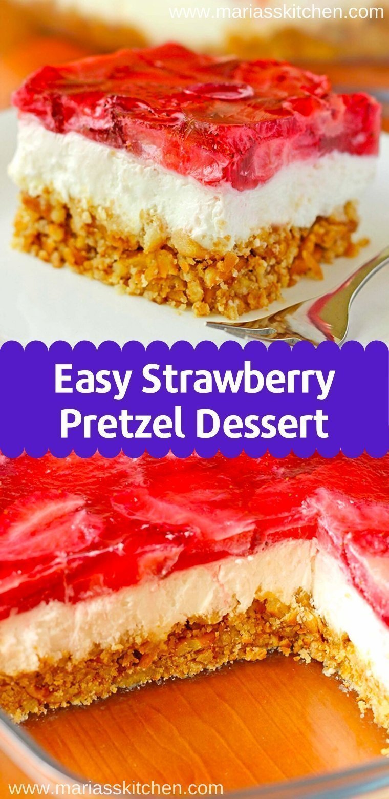 Sweet And Salty Strawberry Pretzel Dessert Recipe Marias Kitchen 