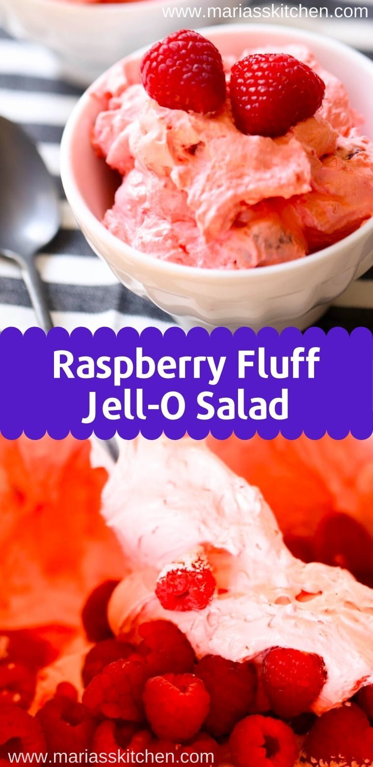 Easy and Fluffy Raspberry Fluff Jell-O Salad - Maria's Kitchen