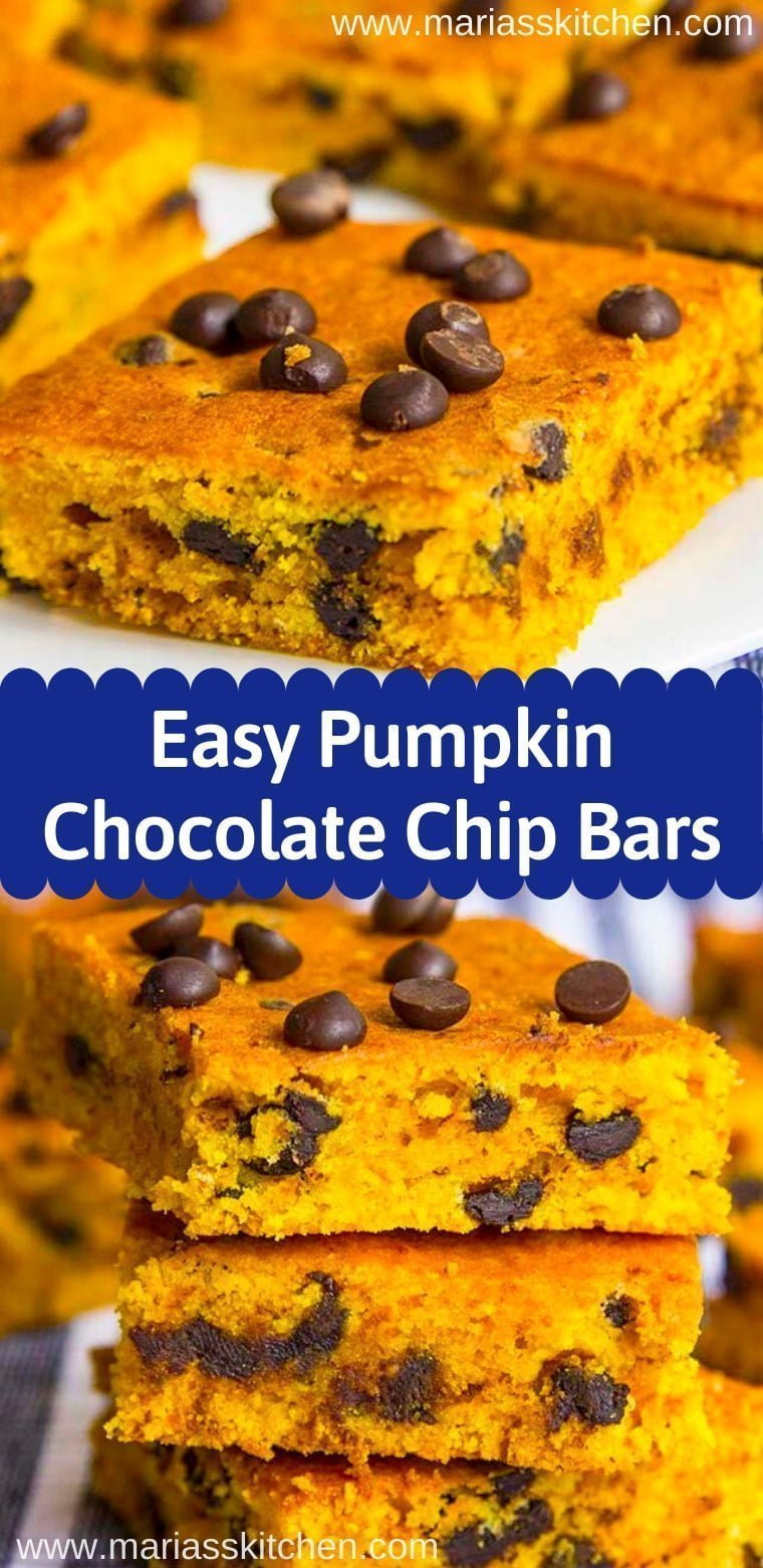 Easy Pumpkin Chocolate Chip Bars Maria's Kitchen