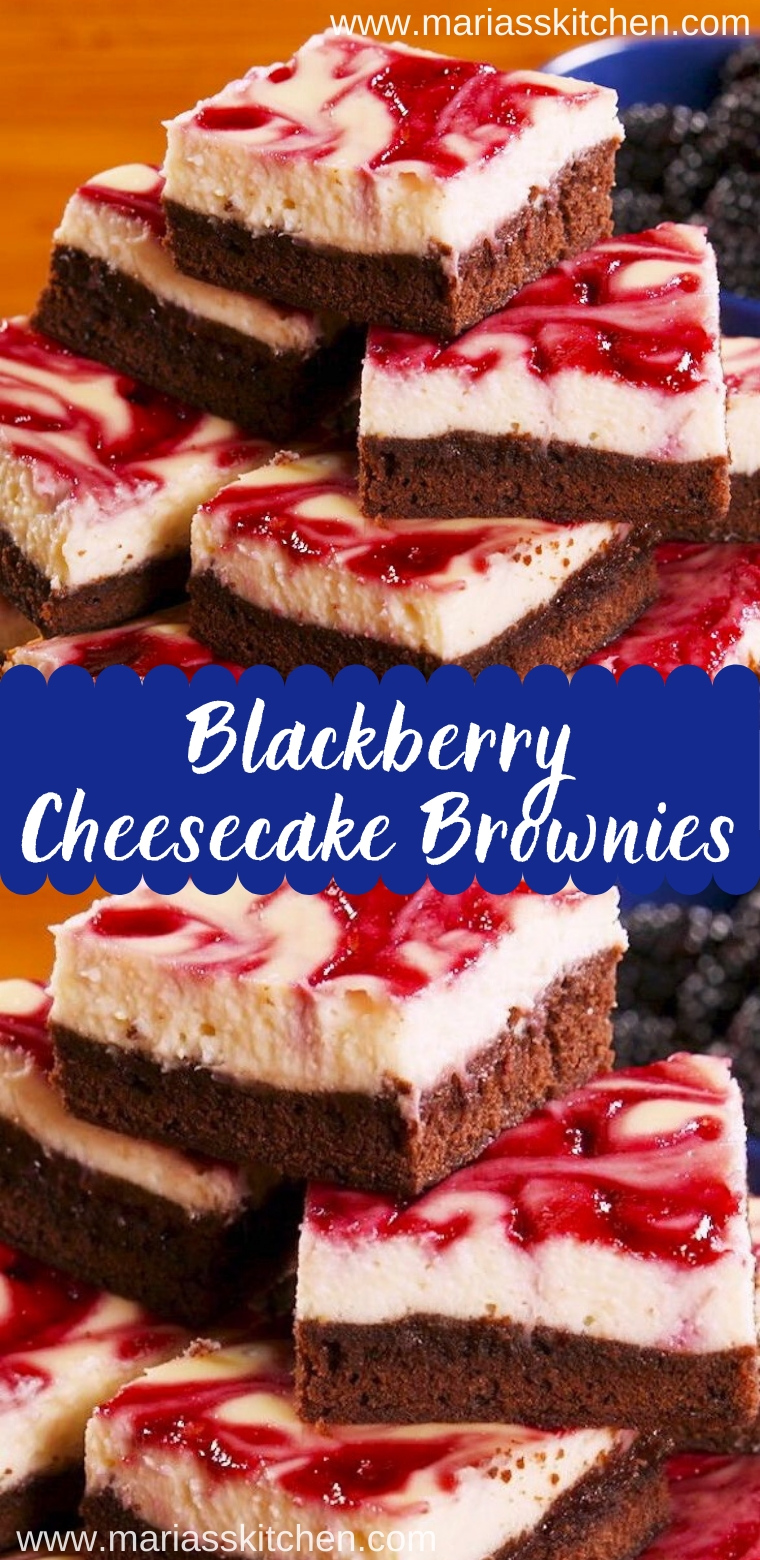 Delicious Blackberry Cheesecake Brownies - Maria's Kitchen