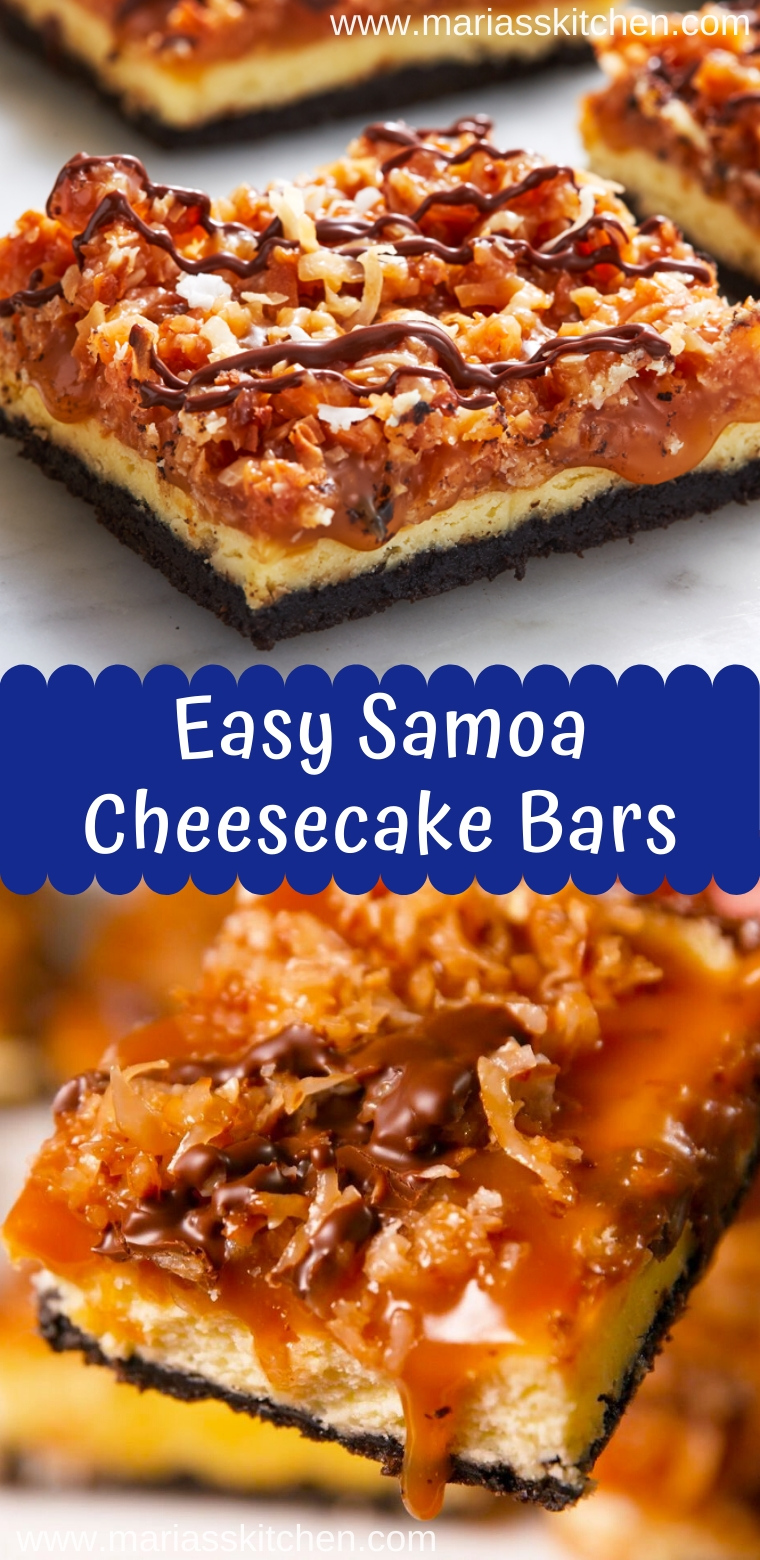 Easy Samoa Cheesecake Bars - Maria's Kitchen