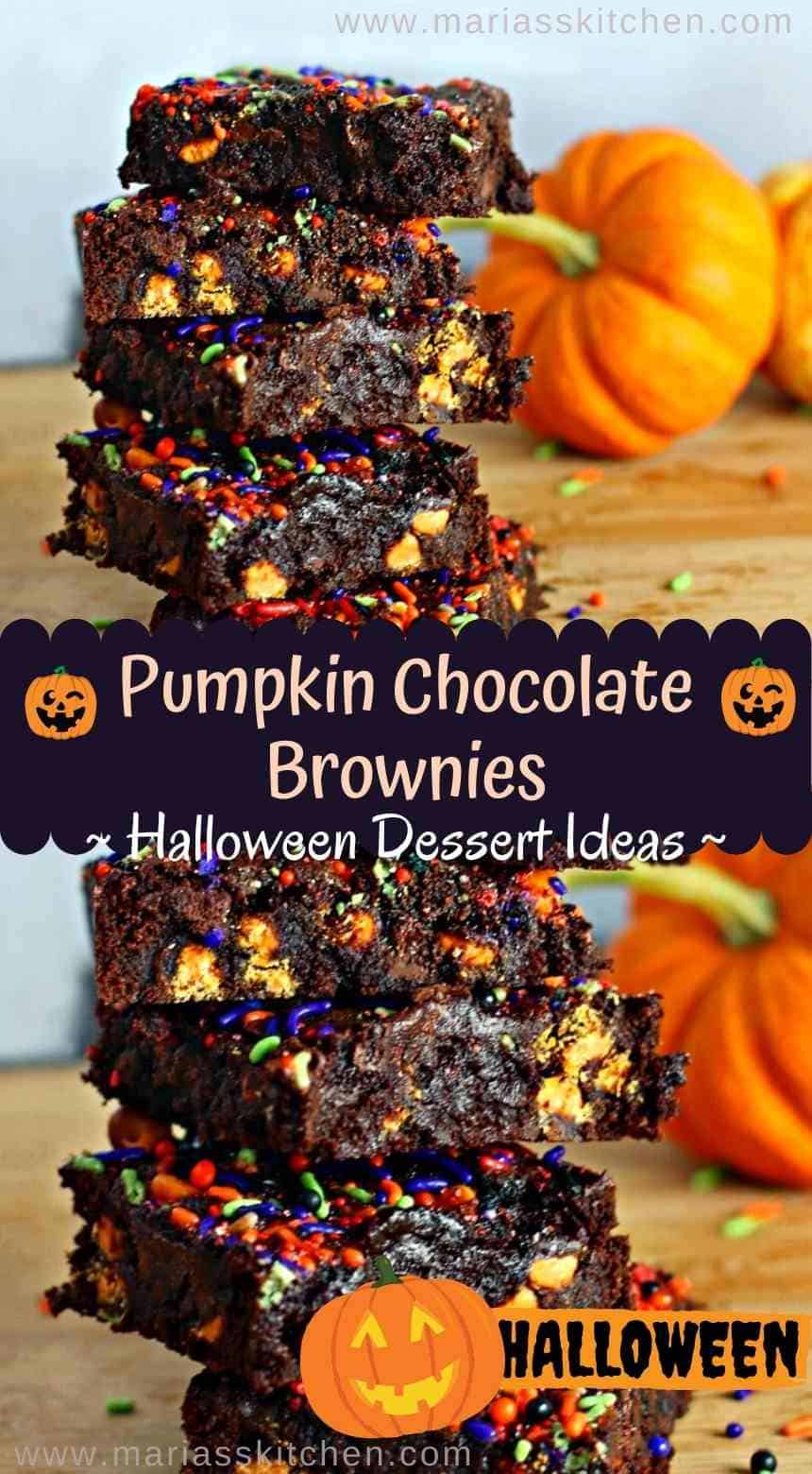 Easy Pumpkin Chocolate Chip Brownies - Halloween Desserts