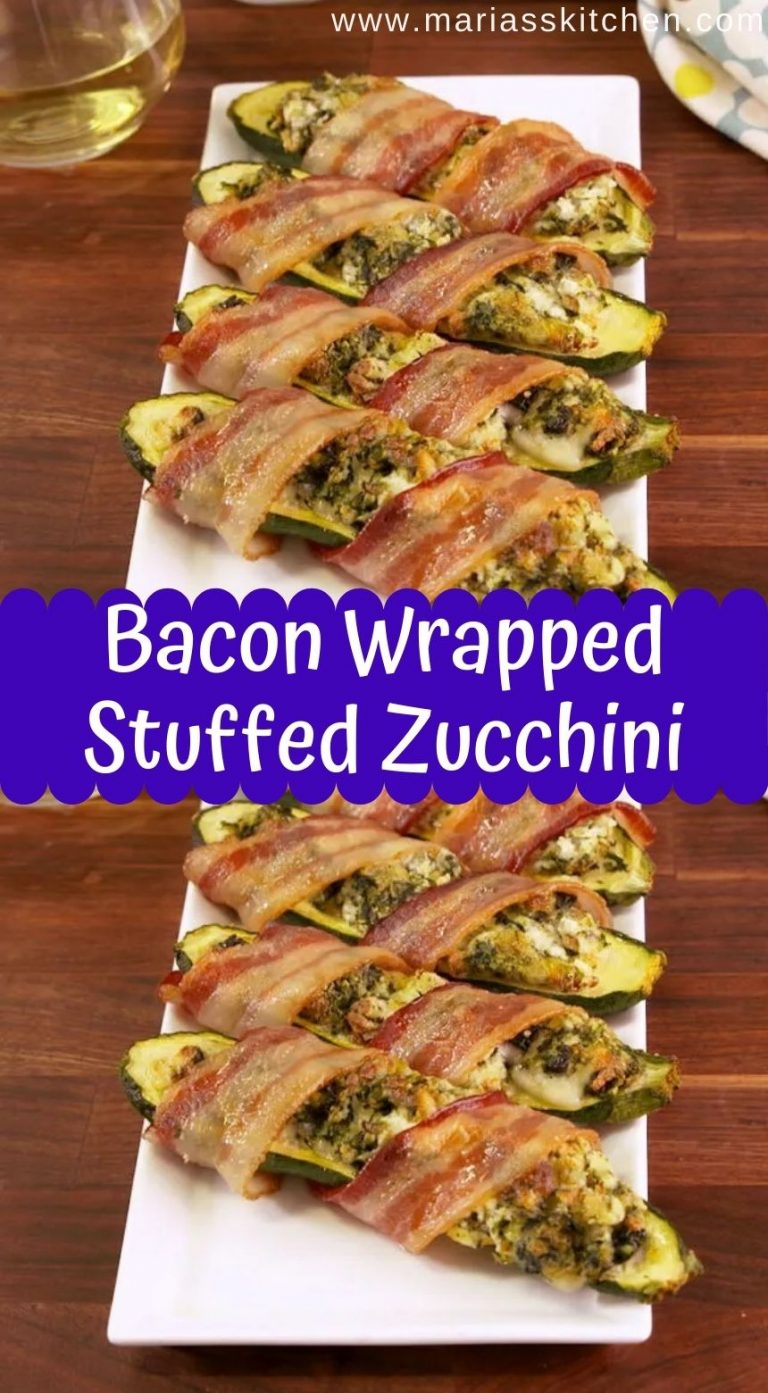 Delicious Bacon Wrapped Stuffed Zucchini - Maria's Kitchen