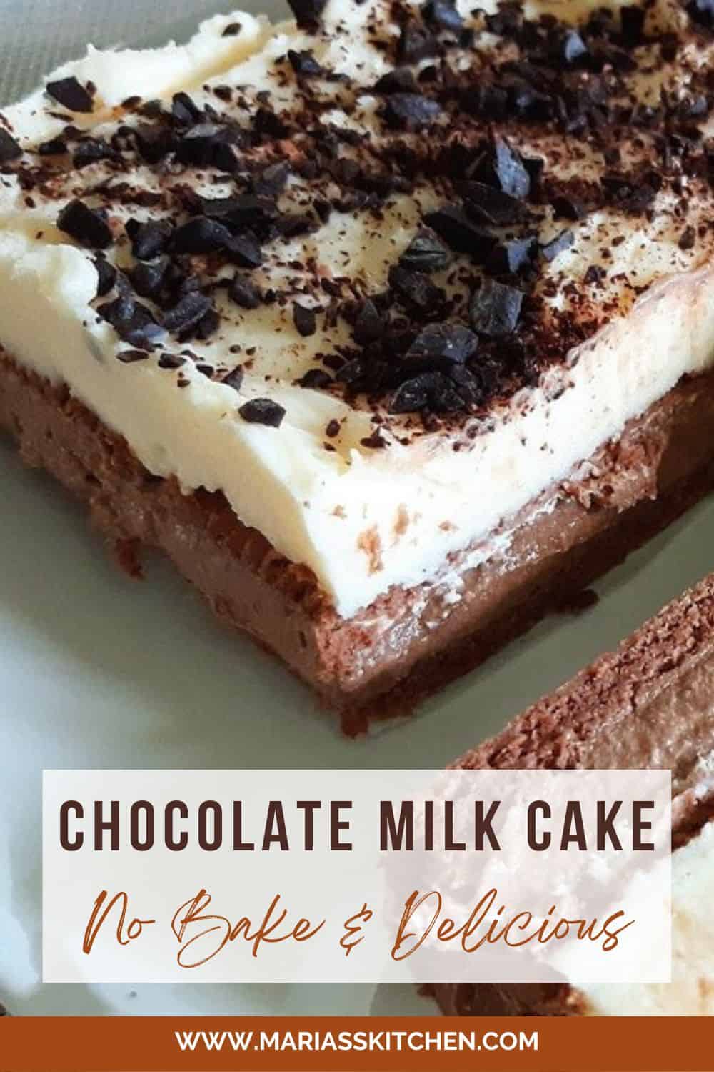 No Bake Double Chocolate Milk Cake