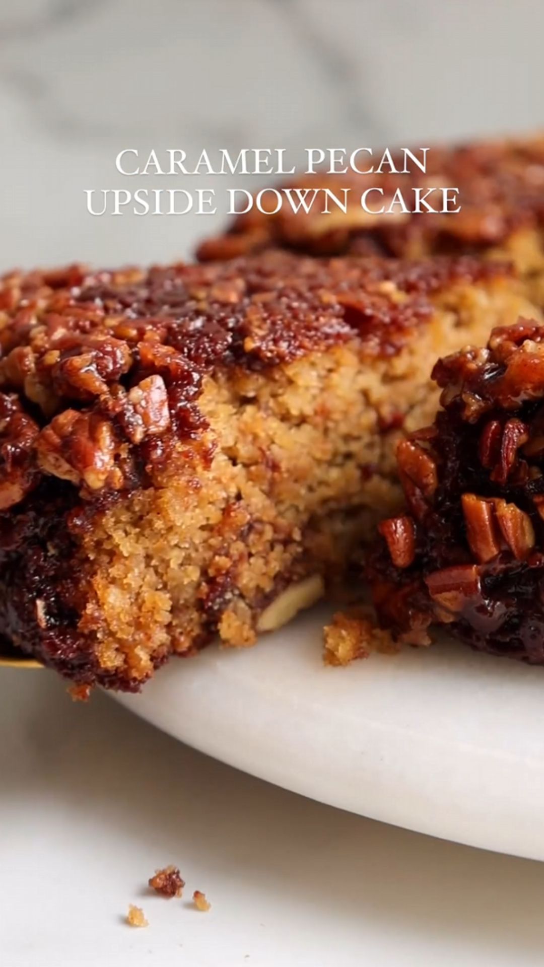 Caramelised Pecan Upside Down Cake - Maria's Kitchen