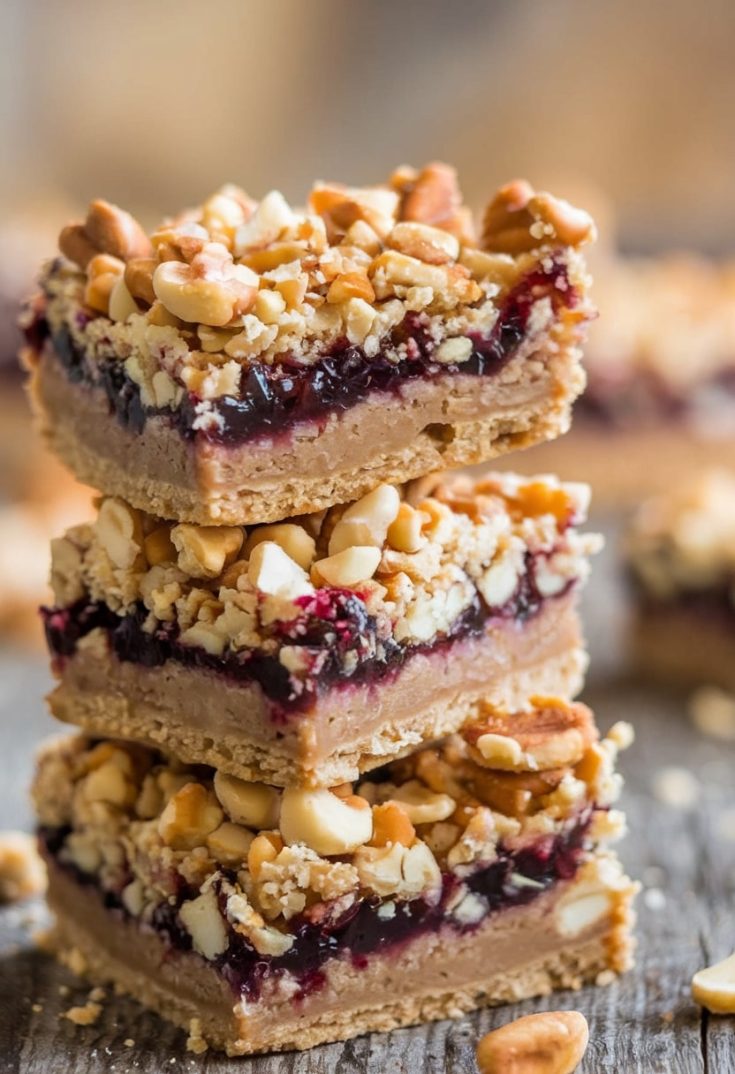 Delicious PB&J Crumble Bars